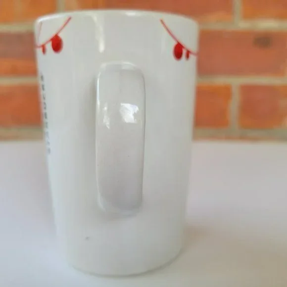 Starbucks Coffee Mug 2012 Christmas Mug Red Ornaments White Background 10.8 oz. - Picture 3 of 5